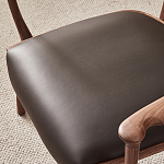 Стул деревянный с мягким сиденьем из коричневой натуральной кожи Moon Walnut Furniture варинант исполнения - 9 | Loft Concept в Уфе