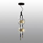 Подвесной светильник с черным основанием и золотистым декором Bruno Duo варинант исполнения - 4 | Loft Concept в Уфе