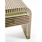 Тумбочка прикроватная с ящиком Tofino Stripes Bone Inlay Bedside Beige варинант исполнения - 3 | Loft Concept в Уфе