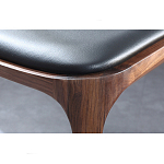 Стул деревянный с мягким сиденьем из черной натуральной кожи Moon Walnut Furniture варинант исполнения - 9 | Loft Concept в Уфе