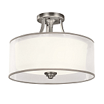 Потолочный светильник с двойным цилиндрическим плафоном из белого стекла и прозрачной органзы Kichler варинант исполнения - 7 | Loft Concept в Уфе