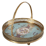 Блюдо круглое с ручкой и голубым фарфоровым дном с цветочным рисунком Blue Garden варинант исполнения - 1 | Loft Concept в Уфе