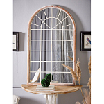 Зеркало-окно настенное в венецианском стиле с деревянной рамой бежевого цвета Venetian Smooth варинант исполнения - 5 | Loft Concept в Уфе