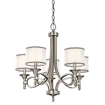 Люстра с белыми тканевыми абажурами в прозрачных стеклянных цилиндрах Kichler варинант исполнения - 6 | Loft Concept в Уфе