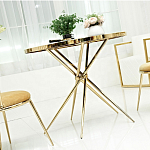 Обеденный стол с чёрной круглой столешницей на золотых ножках Rive Gauche Table варинант исполнения - 1 | Loft Concept в Уфе