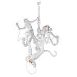 Люстра с тремя фигурами обезьян с лампочками в руках белого цвета Hanging Monkey варинант исполнения - 1 | Loft Concept в Уфе