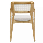 Стул обеденный с мягким сиденьем и спинкой из плетеного ротанга Wood and Textile Chair варинант исполнения - 4 | Loft Concept в Уфе