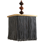 Люстра квадратная с бахромой и подвесом из деревянных бусин Psyche варинант исполнения - 2 | Loft Concept в Уфе