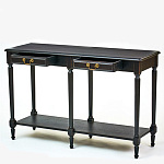 Консоль черная из массива березы с полкой и двумя ящиками Vintage варинант исполнения - 2 | Loft Concept в Уфе