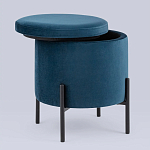 Синий пуф на черных ножках SANJAY варинант исполнения - 2 | Loft Concept в Уфе