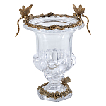 Ваза из прозрачного стекла на бронзовой подставке с ободком и ручками в виде стрекоз Eden Garden варинант исполнения - 1 | Loft Concept в Уфе