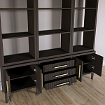 Модульный стеллаж Primo из трех составных элементов Темный орех варинант исполнения - 4 | Loft Concept в Уфе