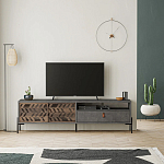 ТВ-тумба с раздвижными дверцами Mallin Metal TV Stand варинант исполнения - 4 | Loft Concept в Уфе