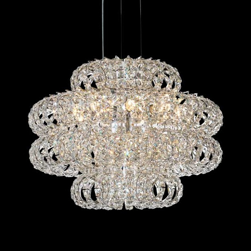 Люстра круглая с россыпью хрусталя Perfection of Diamonds Хром Прозрачный в Уфе | Loft Concept 