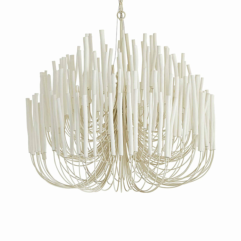 Люстра белая с несколькими ярусами деревянных палочек Bright Wooden Chandelier Белый Люстра белая с несколькими ярусами деревянных палочек Bright Wooden Chandelier Белый в Уфе | Loft Concept