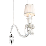 Подвесной светильник с белым текстильным абажуром и изогнутым хрустальным основанием с подвесками Lustre Reverie варинант исполнения - 4 | Loft Concept в Уфе