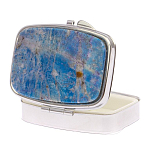Таблетница карманная прямоугольная на 2 отделения с зеркалом и накладкой из натурального камня Лазурит Silver Stone Pillboxes варинант исполнения - 2 | Loft Concept в Уфе