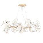 Люстра круглая с белыми лепестками из керамики и прозрачными хрустальными цветками Диаметр 82 см Wintery flovers варинант исполнения - 2 | Loft Concept в Уфе