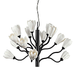 Люстра подвесная черного цвета с ветвями и белыми фарфоровыми цветами Floralis варинант исполнения - 1 | Loft Concept в Уфе
