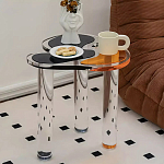 Дизайнерский журнальный стол с фигурной столешницей на 3-х прозрачных ножках Rahakif варинант исполнения - 3 | Loft Concept в Уфе