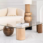 Дизайнерский журнальный стол с прозрачной столешницей и ножками в форме геометрических фигур Pytusin варинант исполнения - 2 | Loft Concept в Уфе