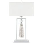 Настольная лампа с прямоугольным тканевым абажуром на белом мраморном основании Silver Threads варинант исполнения - 3 | Loft Concept в Уфе