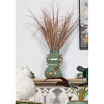 Ваза зеленого цвета из фарфора с бронзовыми ручками в виде драконов и рельефным цветочным декором Eden Garden porcelain and bronze варинант исполнения - 7 | Loft Concept в Уфе