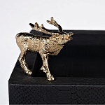 Стол сервировочный кожаный с декором в виде золотистой фигуркой лося Embodiment of Style варинант исполнения - 2 | Loft Concept в Уфе