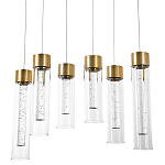 Люстра c 6-ю стеклянными плафонами золото Sparkling Bubbles Tube Gold Hanging Lamp варинант исполнения - 2 | Loft Concept в Уфе