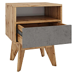Тумба прикроватная с ящиком и фасадом цвета серый бетон Grace of Furniture варинант исполнения - 2 | Loft Concept в Уфе