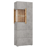 Шкаф-витрина двухдверная с фасадом цвета серый бетон Grace of Furniture варинант исполнения - 2 | Loft Concept в Уфе