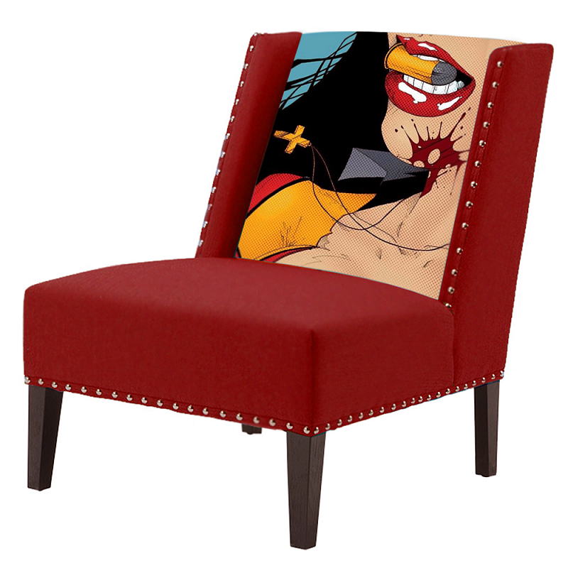 FUN Armchair "Super woman" Red Дизайнерское кресло с цветным принтом Бургундский красный в Уфе | Loft Concept 