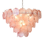 Люстра с каскадом из круглых розовых стеклянных дисков Pink Light Waterfall варинант исполнения - 5 | Loft Concept в Уфе