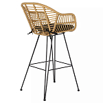 Стул барный с ротанговым плетением Half Bar Chair with Wicker с подлокотниками варинант исполнения - 4 | Loft Concept в Уфе