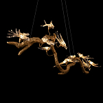 Люстра подвесная линейная с прозрачными стеклянными птичками на ветвях Serip Voa варинант исполнения - 9 | Loft Concept в Уфе