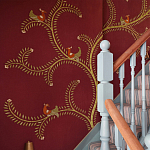 Обои с вышивкой ручной работы Fyodor Original colourway on Merlot linen варинант исполнения - 2 | Loft Concept в Уфе