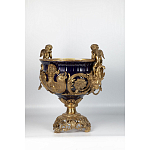 Чаша темно-синего цвета с фигурками ангелов и рельефным декором Eden Garden porcelain and bronze варинант исполнения - 1 | Loft Concept в Уфе