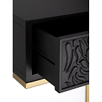Приставной столик с резным узором на выдвижном ящике Black Table Carved Pattern варинант исполнения - 3 | Loft Concept в Уфе