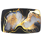 Обеденный стол с прямоугольной черно-золотой столешницей из стекла на 4-х металлических ножках Gold and Black Marble варинант исполнения - 2 | Loft Concept в Уфе