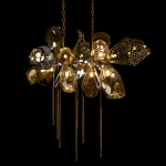 Люстра подвесная с 18-ю стеклянными плафонами с вертикальными подвесками Gilded Mirage  варинант исполнения - 4 | Loft Concept в Уфе