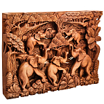 Панно из дерева пять слонов Panel With Animals варинант исполнения - 2 | Loft Concept в Уфе