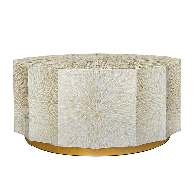 Стол кофейный с отделкой раковинами устриц Coastal Charm Бежевый в Уфе | Loft Concept 