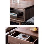 Кофейный стол из дерева с ящиком и нишей для хранения Coffee Walnut Table варинант исполнения - 4 | Loft Concept в Уфе