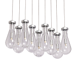 Люстра с 9-ю прозрачными плафонами из стекла в форме капли на прямоугольном потолочном основании цвета хром Lucid Rain  варинант исполнения - 1 | Loft Concept в Уфе