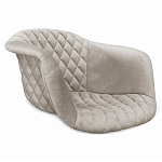 Барный стул со спинкой и мягкой обивкой с ромбами на 4-х деревянных ножках Бежевый Велюр Ava Charm варинант исполнения - 2 | Loft Concept в Уфе