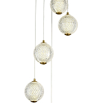 Каскадная люстра с 5-ю плафонами из акрила в виде шара Felice Chandelier Brass варинант исполнения - 2 | Loft Concept в Уфе