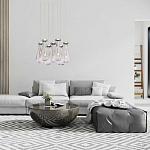 Люстра с 7-ю прозрачными плафонами из стекла в форме капли на круглом потолочном основании цвета хром Lucid Rain  варинант исполнения - 11 | Loft Concept в Уфе