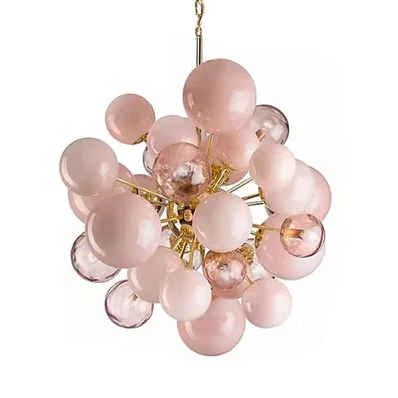 Люстра розовые шары на золотом каркасе Pink Light Bubbles Розовый Люстра розовые шары на золотом каркасе Pink Light Bubbles Розовый в Уфе | Loft Concept