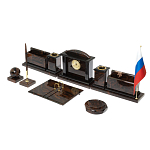 Настольный письменный набор с часами из природного камня обсидиана  Gift for Manager варинант исполнения - 2 | Loft Concept в Уфе