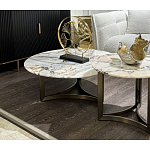 Столик журнальный с круглой мраморной столешницей Unique Stone Design варинант исполнения - 8 | Loft Concept в Уфе